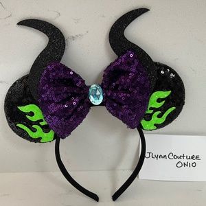 New Disney Minnie Maleficent sequin ears headband, Mickey ears, Villian Minn…